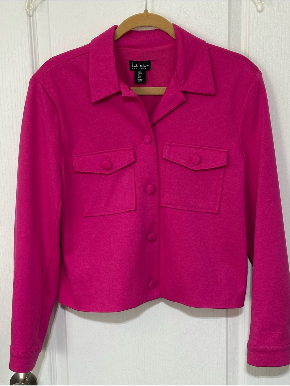 Nicole Miller New York Hot Pink Button-Front Rayon Jacket